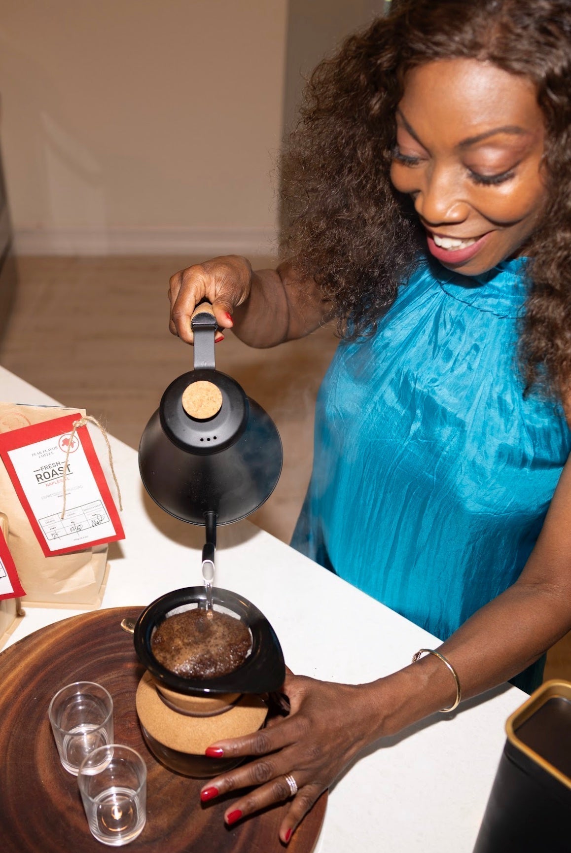 Melicent brews Great Pour Over Coffee