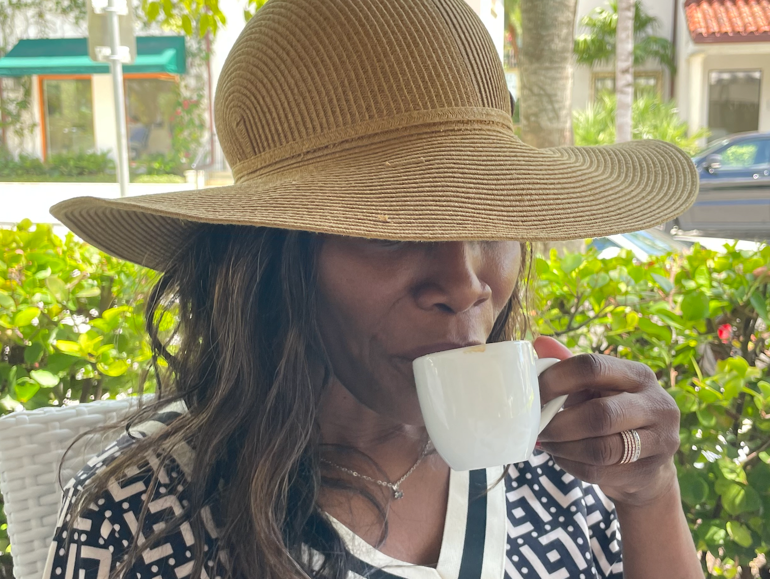 Mel enjoys drip coffee with Peak Flavor