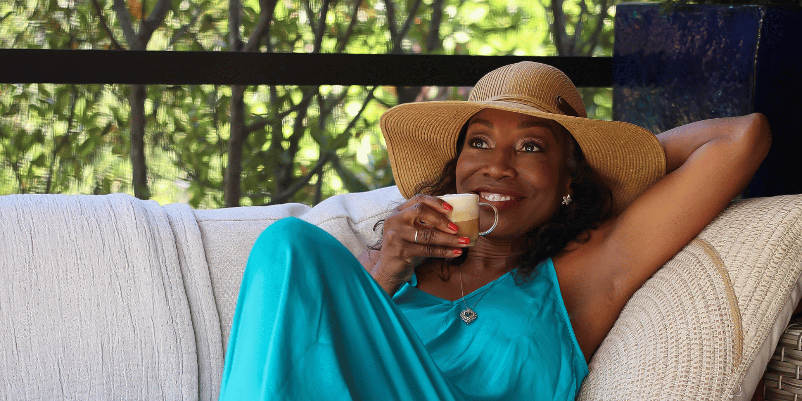 Melicent indulges in fresh roasted coffee by Peak Flavor Coffee