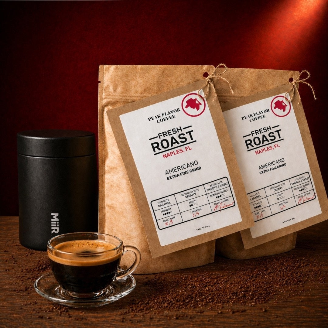 Bundle low acid americano coffee & stainless steel coffee canister