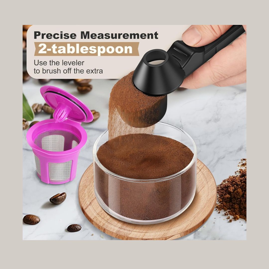 Easy dosing reusable k cups with a coffee scoop