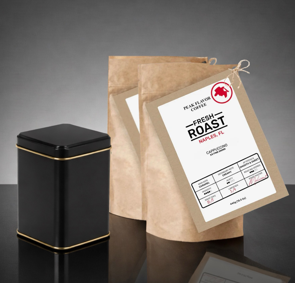 Coffee Storage Tin Bundle with Cappuccino Grinds for Peak Flavor Coffee