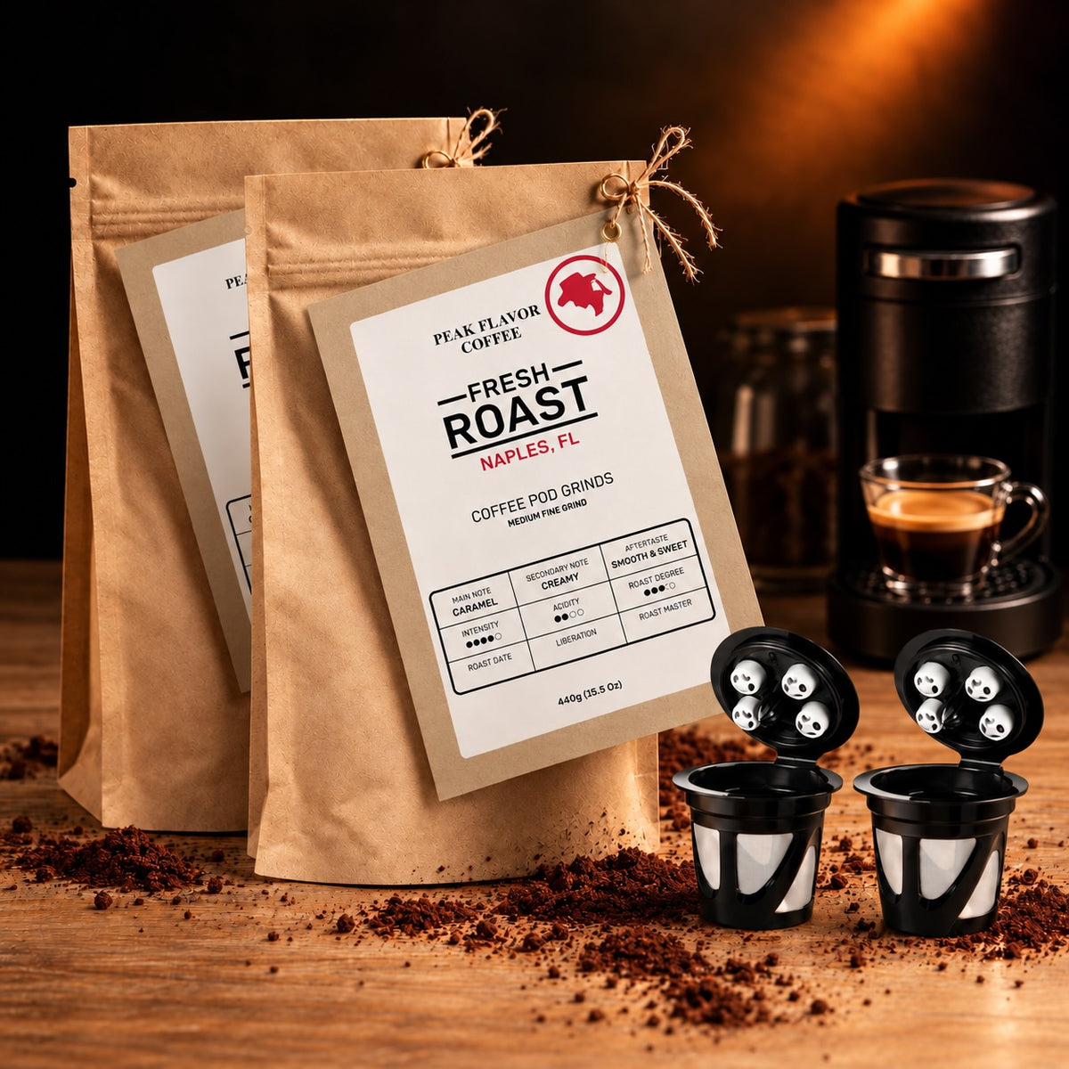 Fresh roasted coffee with two reusable k cups for Keurig K supreme coffee maker | 2x440g + 2 K Cups