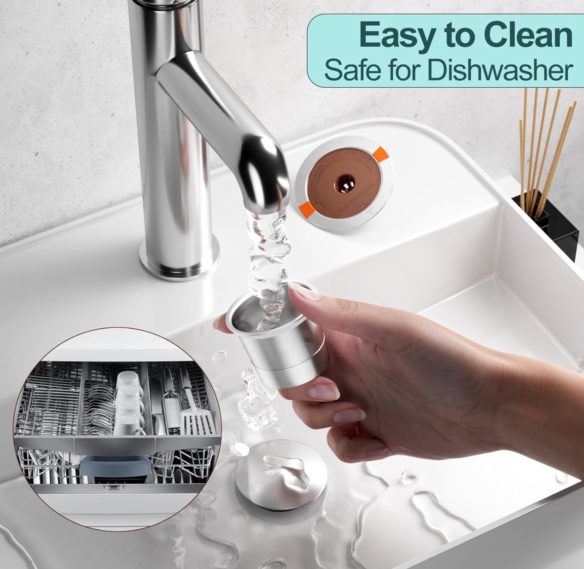 Easy to Clean Stainless Steel Reusable K cups Safe for Dishwasher