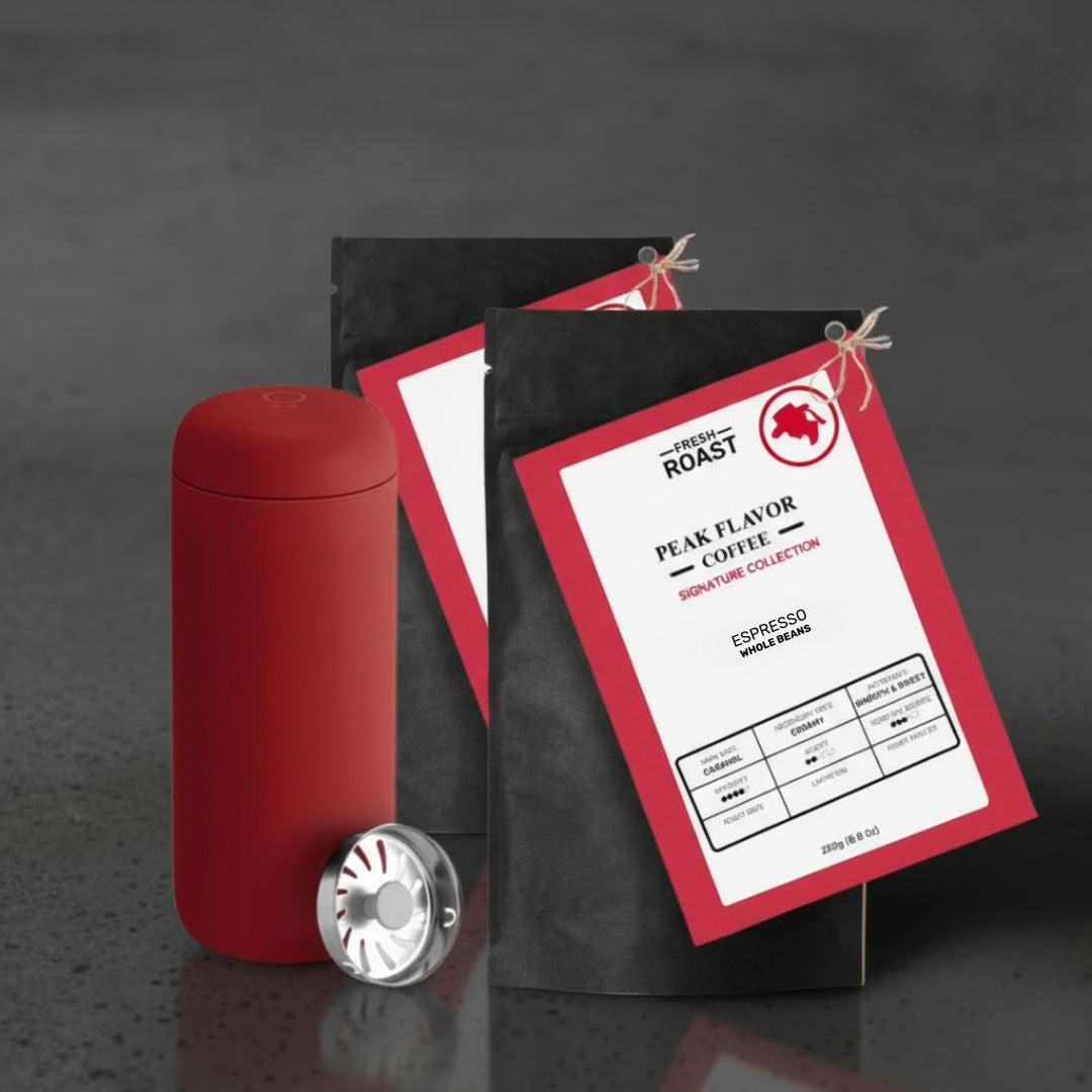 Italian Espresso To-Go Coffee Gift - Espresso Beans 2x250g + Designer Traveler Mug