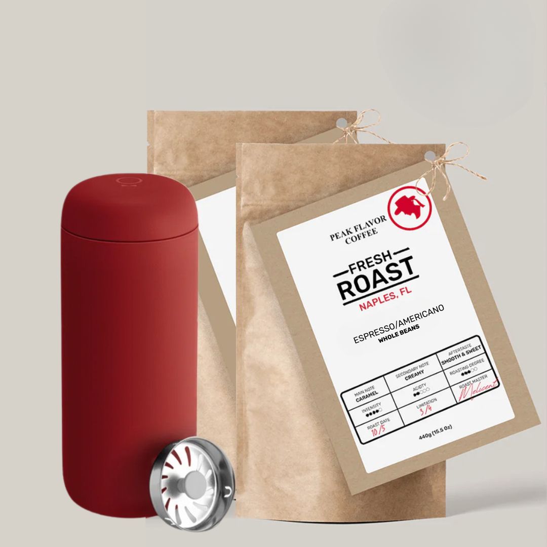 Americano On the Move: Whole Beans 2x440g + Fellow Travel Mug