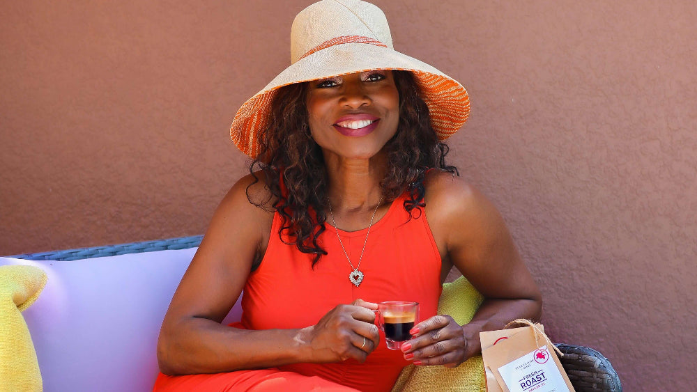 Melicent enjoys Peak Flavor Coffee