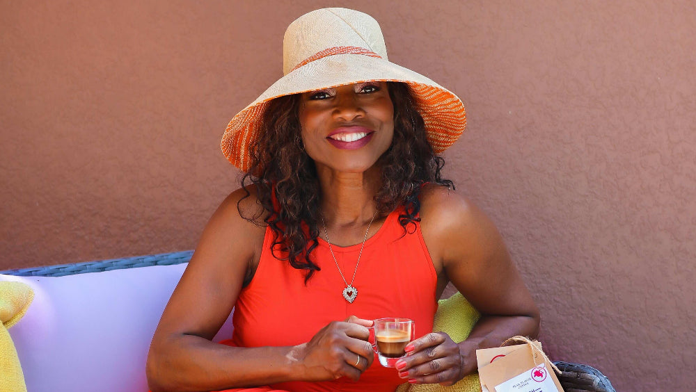 Melicent enjoying macchiato