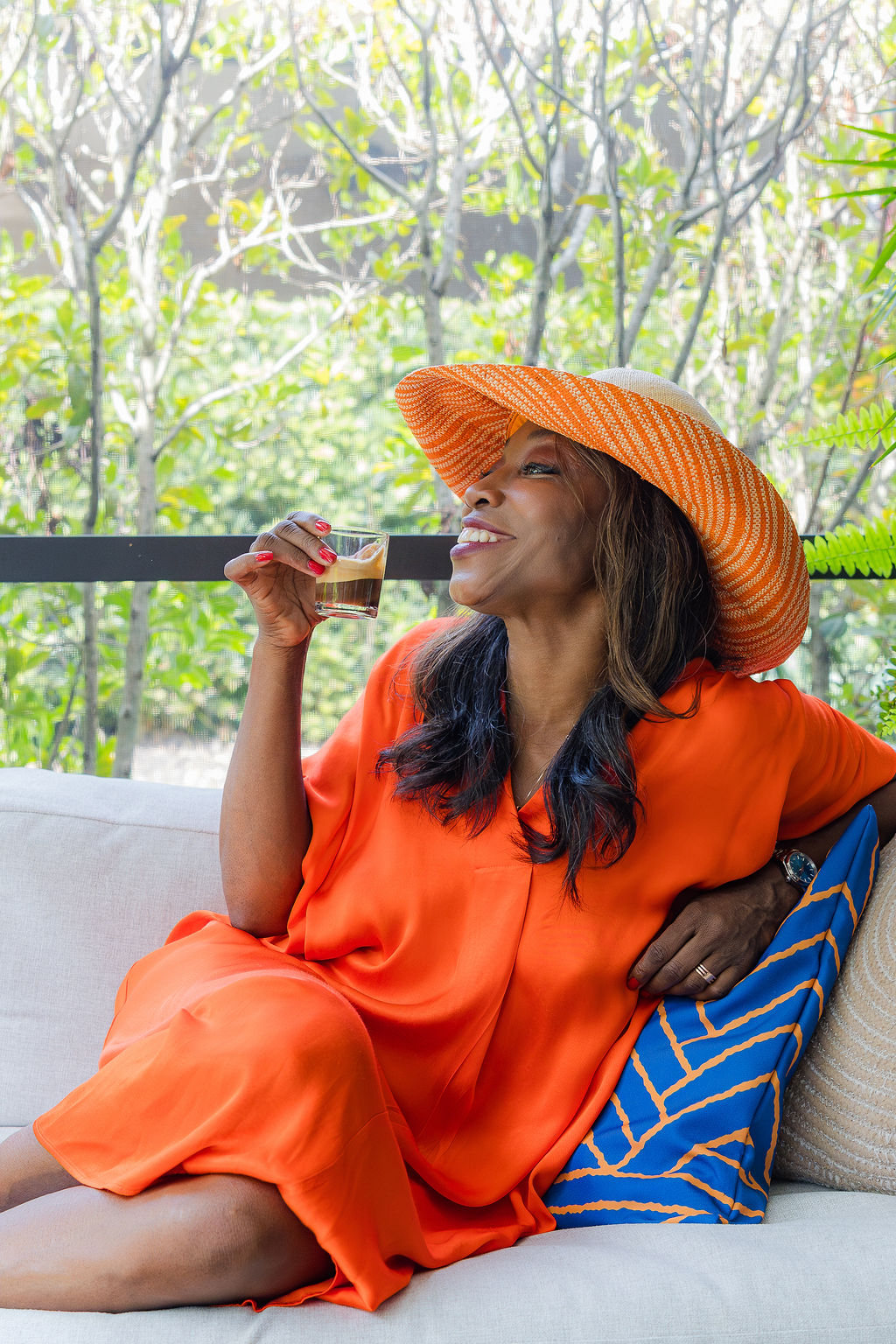 Melicent enjoys Italian espresso