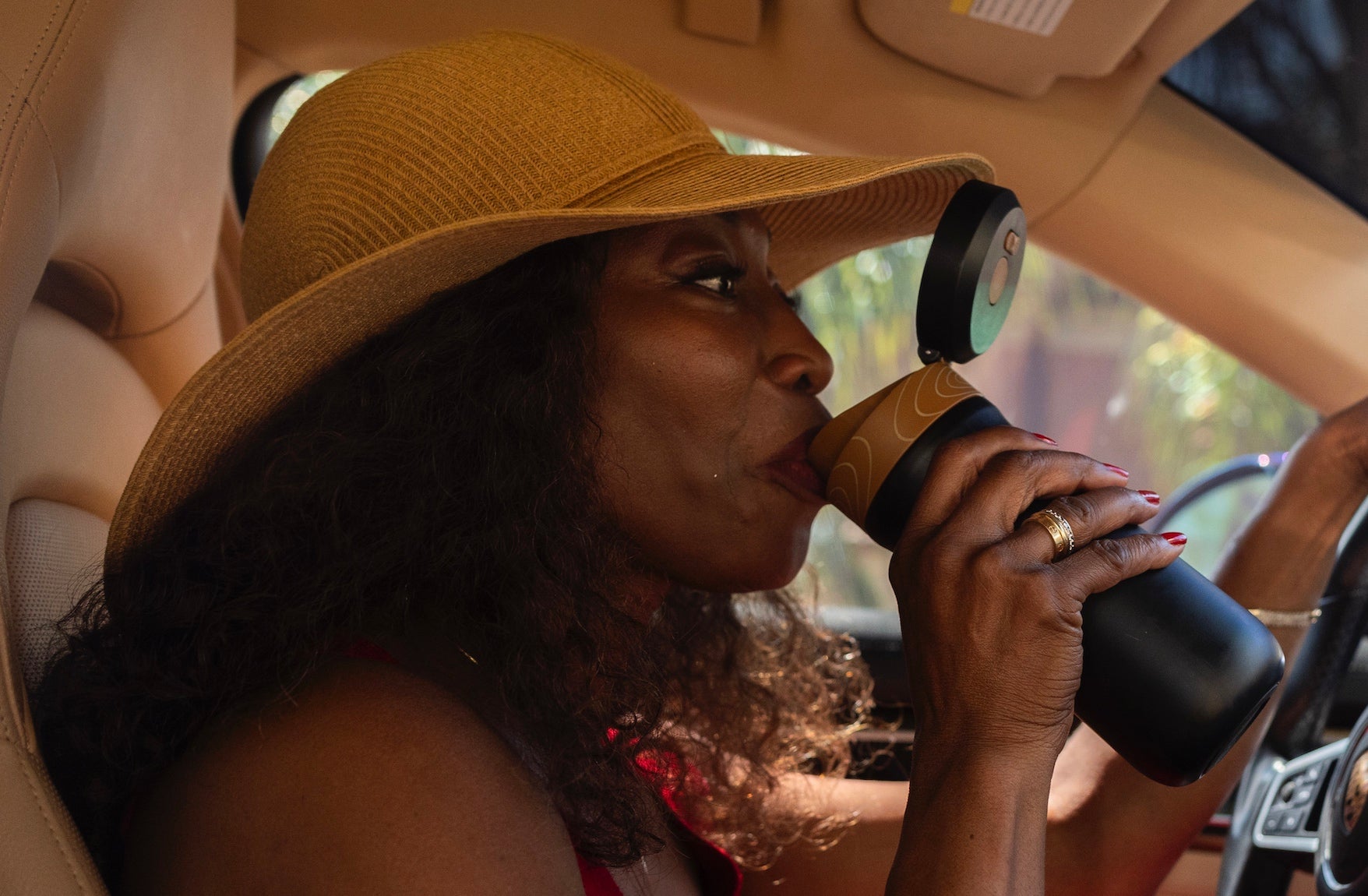 Melicent enjoys French Press Coffee on the go