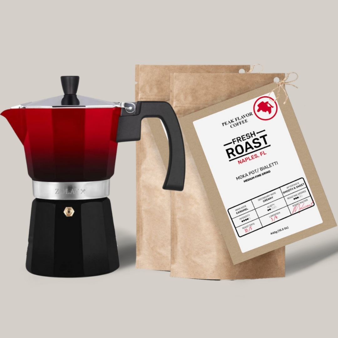 Peak Flavor Moka Pot Coffee and Stovetop Espresso Maker Bundle