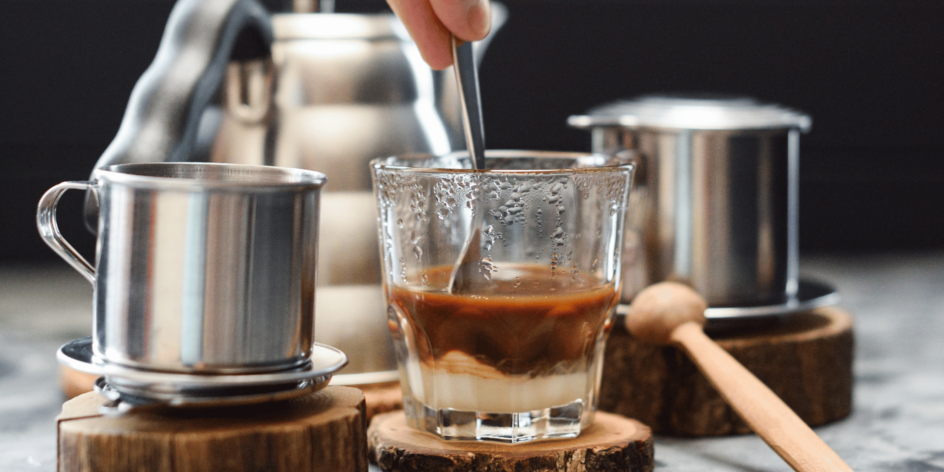 Brewing Vietnamese iced coffee