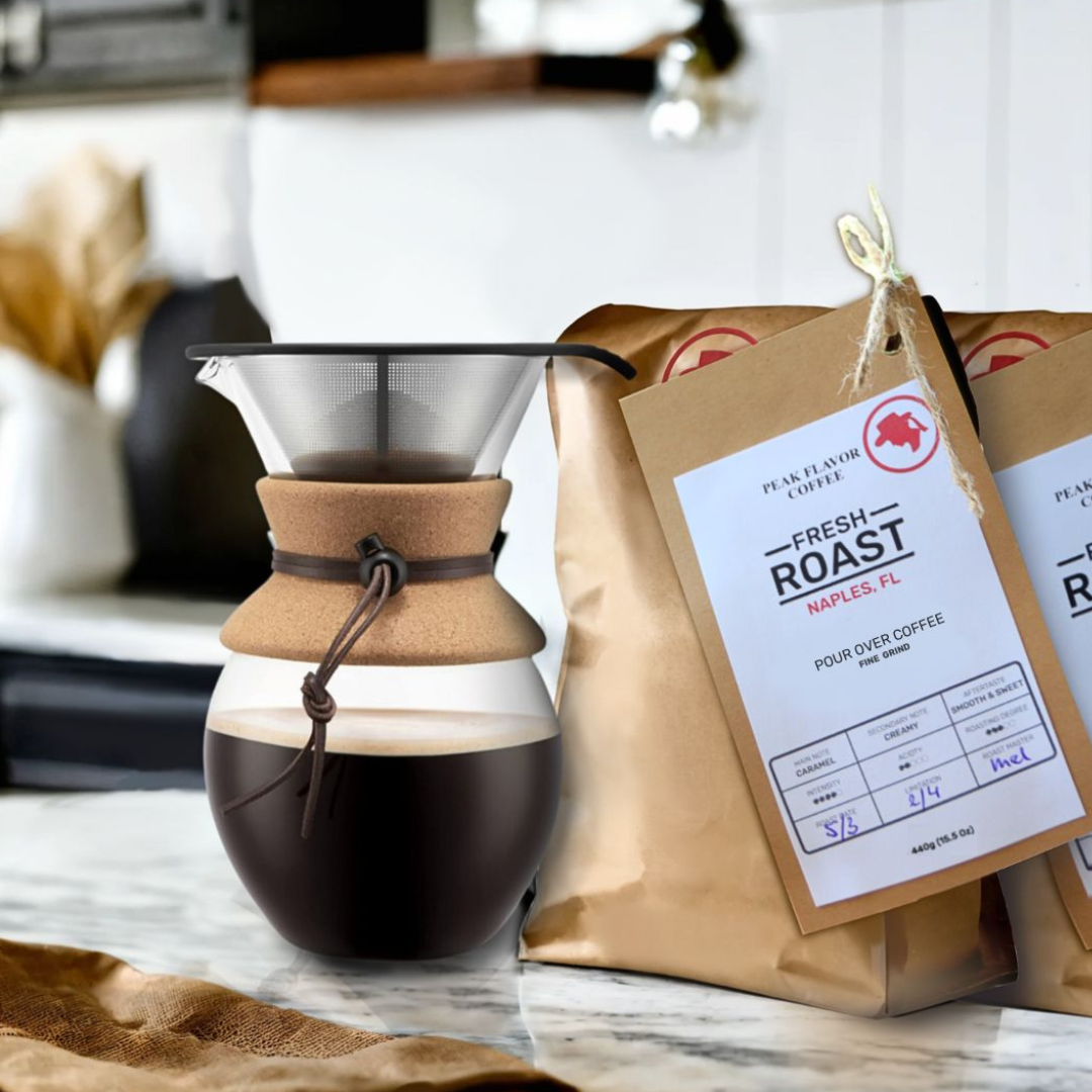 Pour Over Coffee Grounds with a Bodum coffee maker