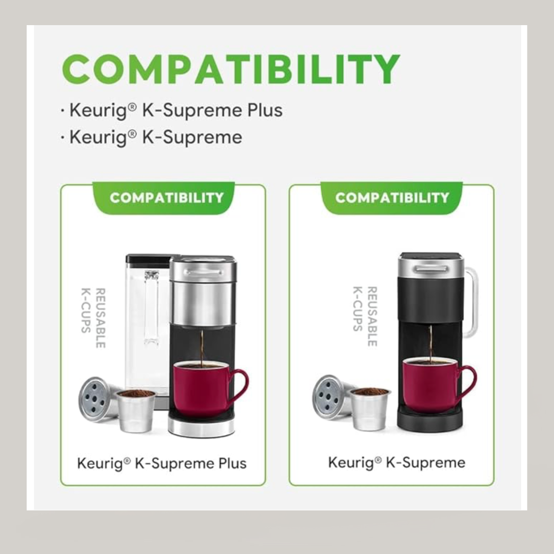 Stainless Steel Reusable K cup compatibility chart for Peak Flavor Coffee