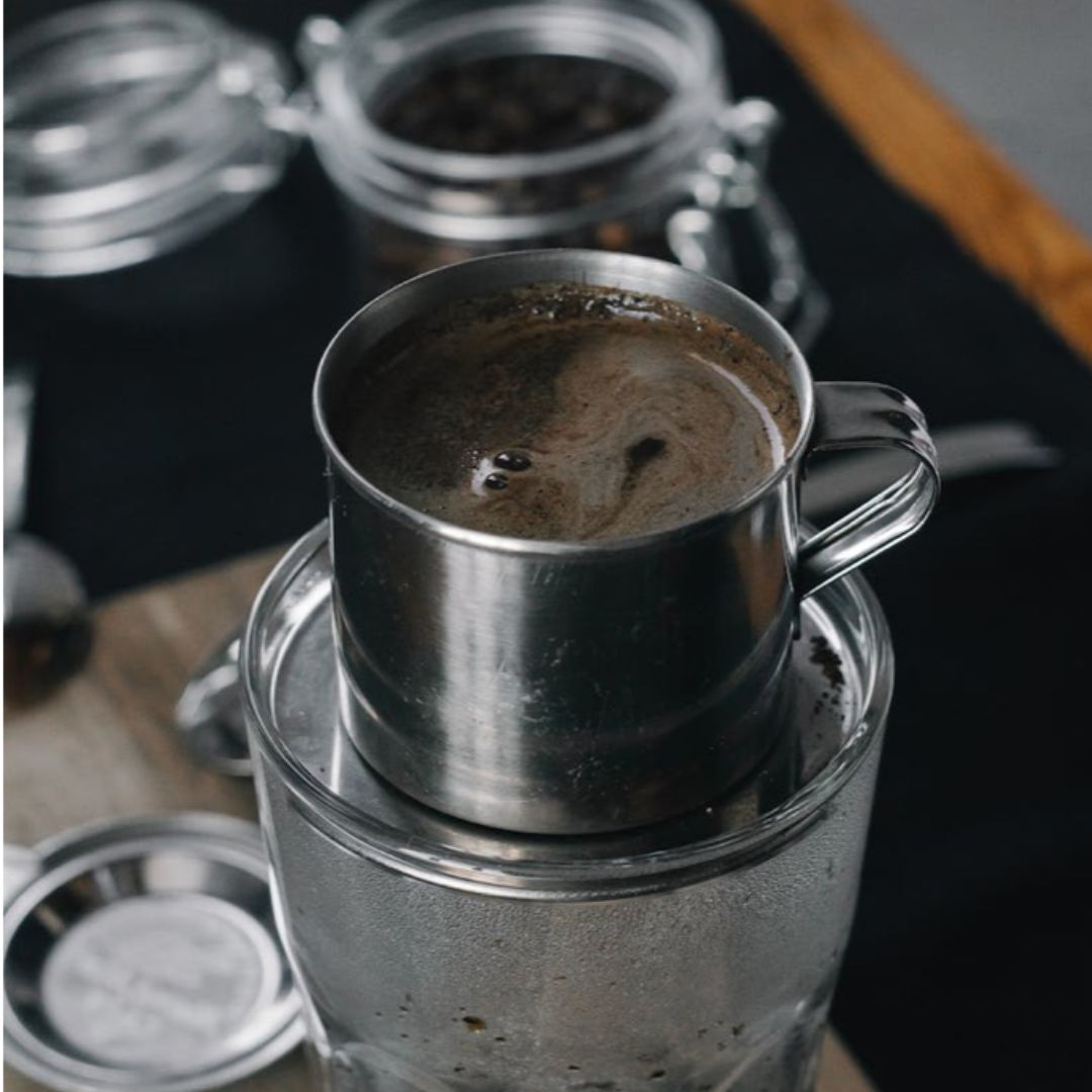 We slow roast for caramel taste from a Phin coffee maker