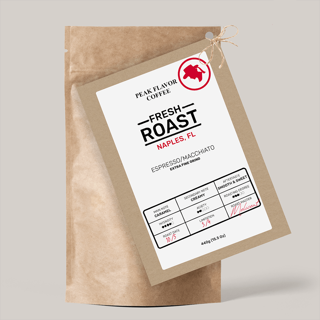 Fresh roasted Italian espresso for latte macchiato