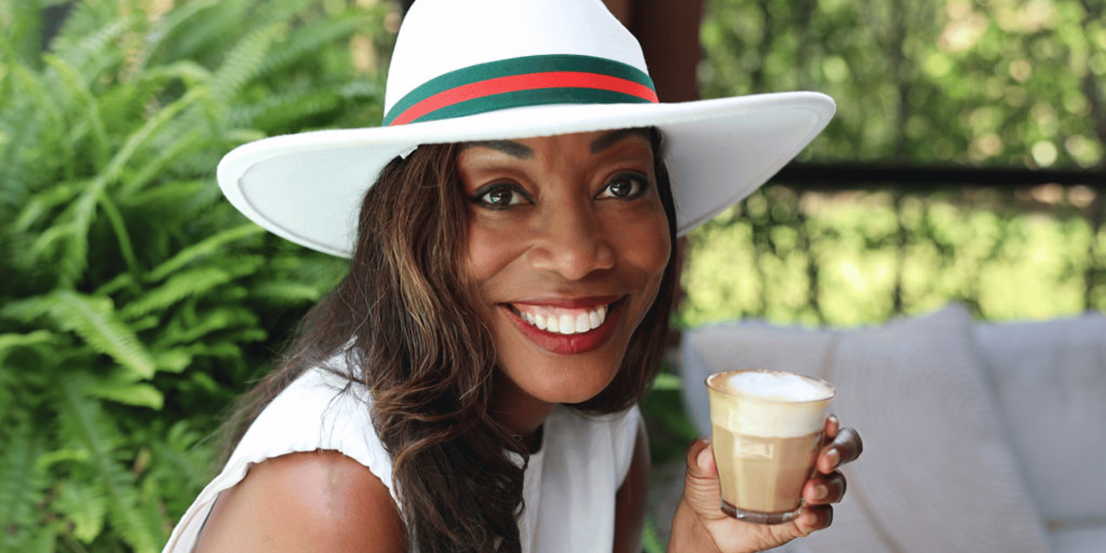 Melicent indulges in Peak Flavor espresso from her espresso machine