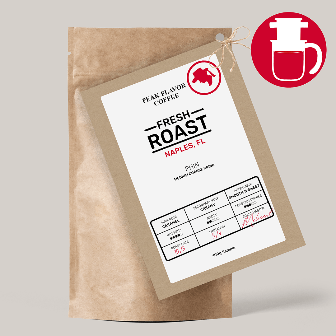 Fresh Roasted, custom Phin coffee grind with roast date