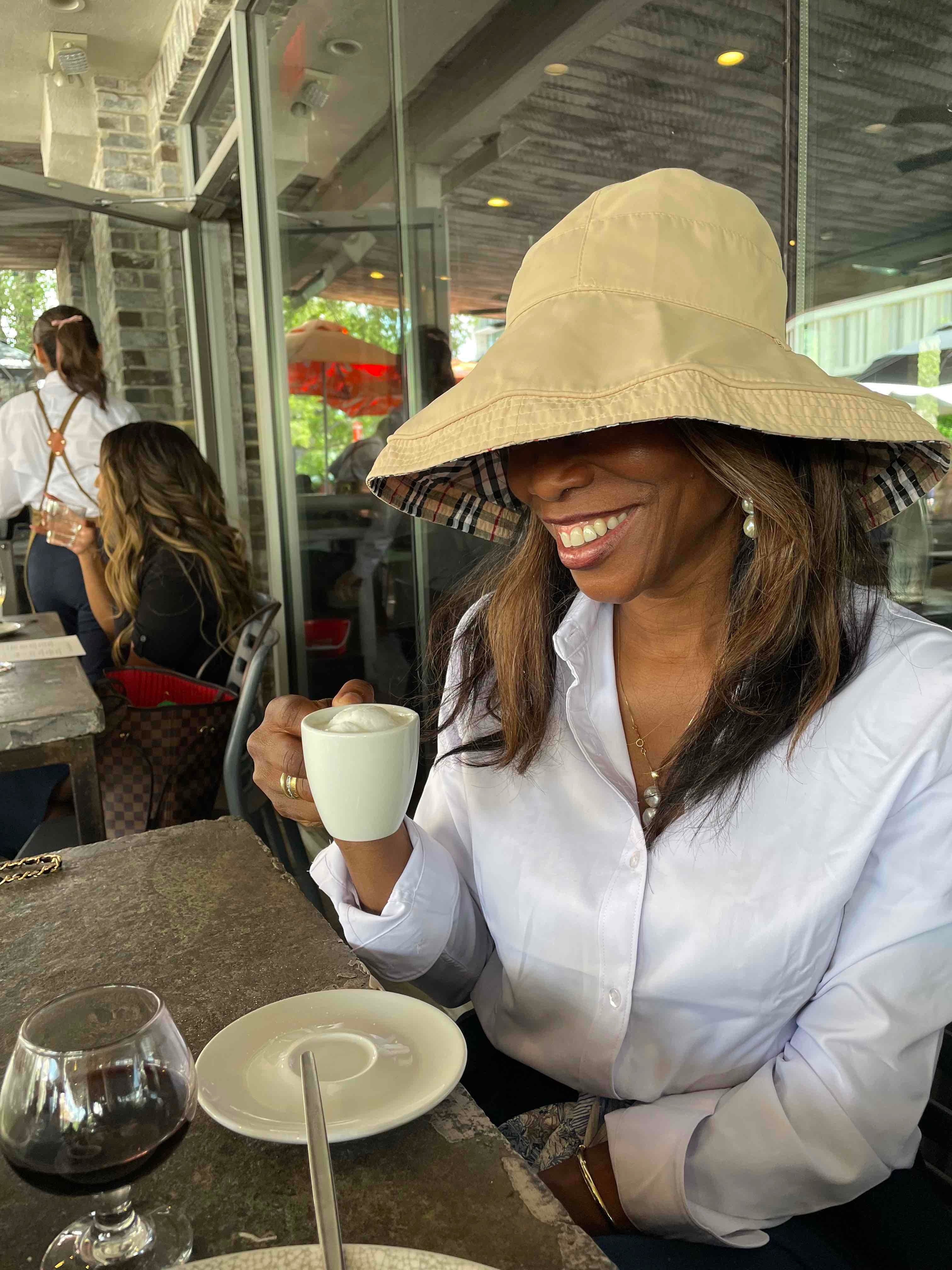 Melicent enjoys peak flavor drip coffee 