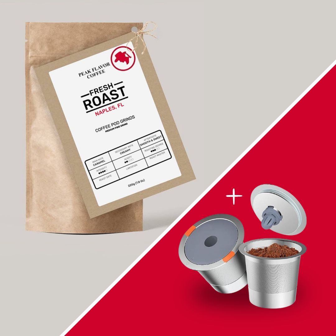 Bundle Best K Cup Coffee + Free Reusable K Cups / 2x440g + 2 Stainless Steel K Cups