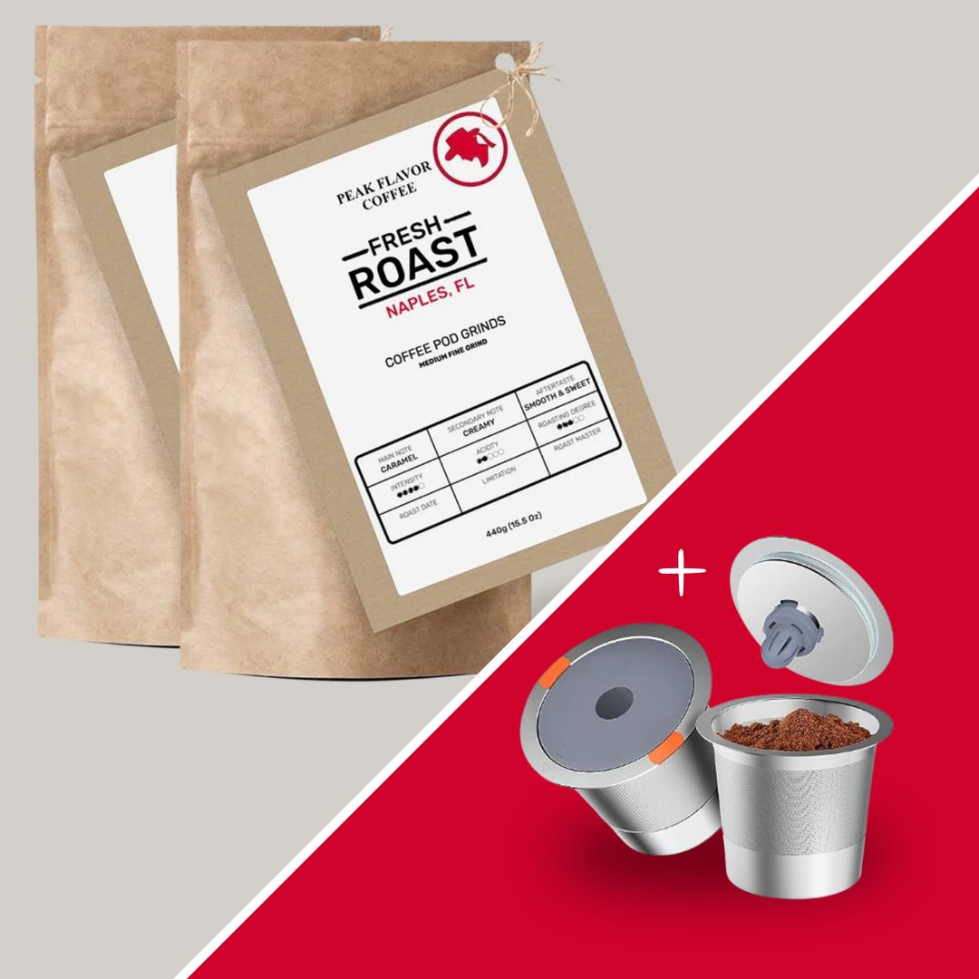 Stainless steel reusable k cups with k cup coffee grounds