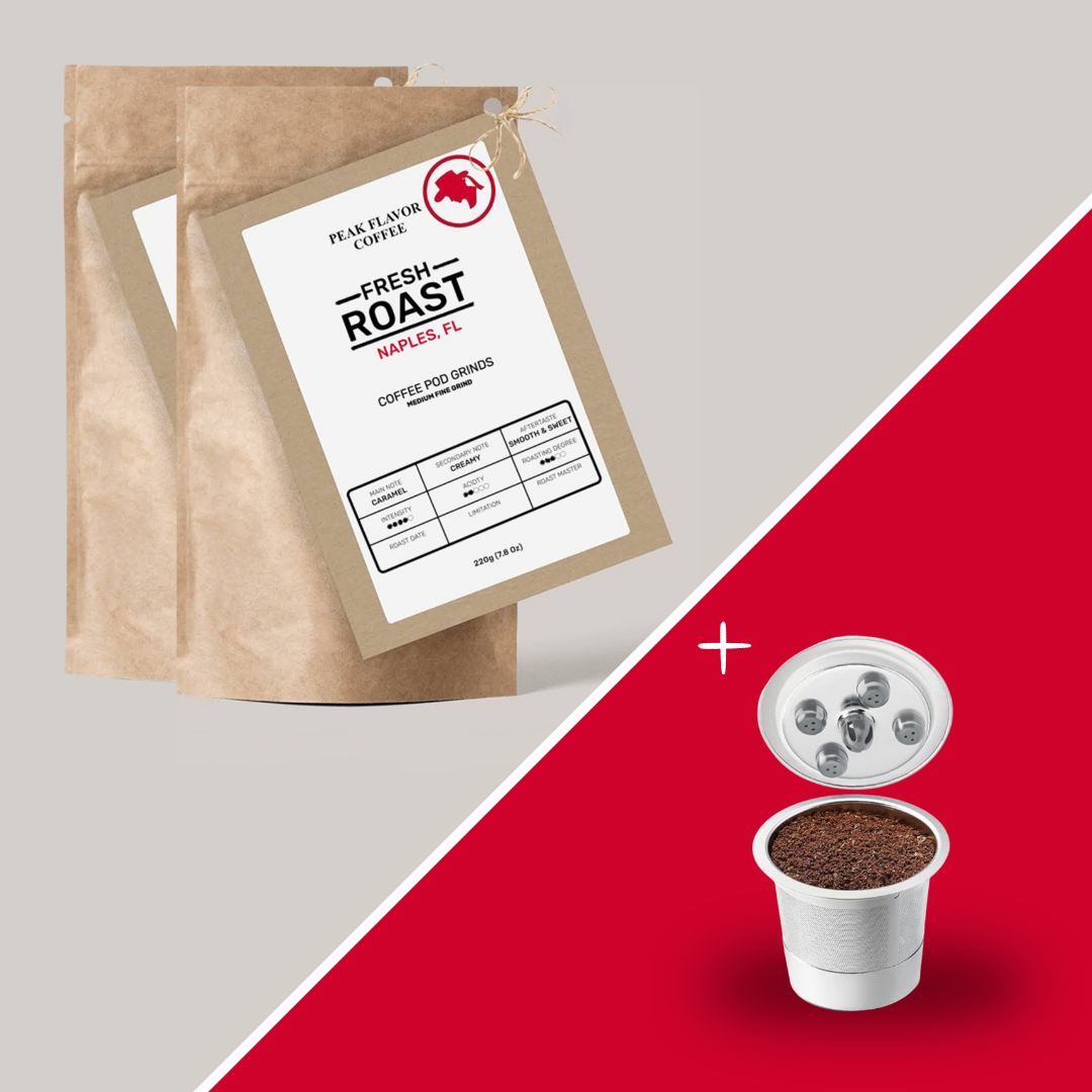 Bundle Peak Flavor Coffee Grounds with a Multi Stream Reusable K Cup