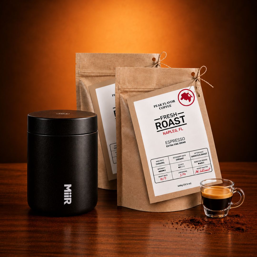 Bundle Authentic Italian Espresso Grounds 88 Brews plus Airlock Coffee Storage Canister