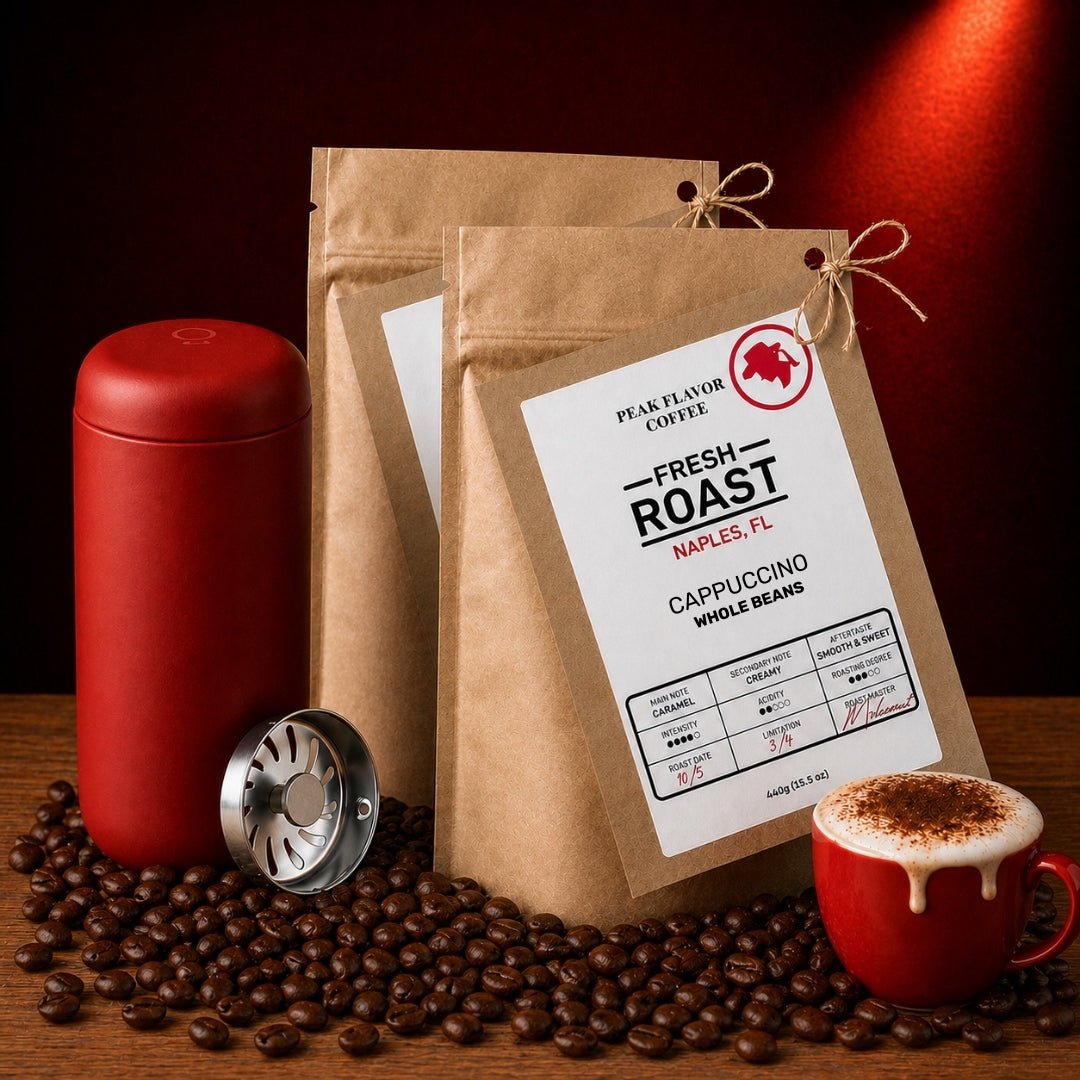 Espresso beans for cappuccino & stainless steel thermos