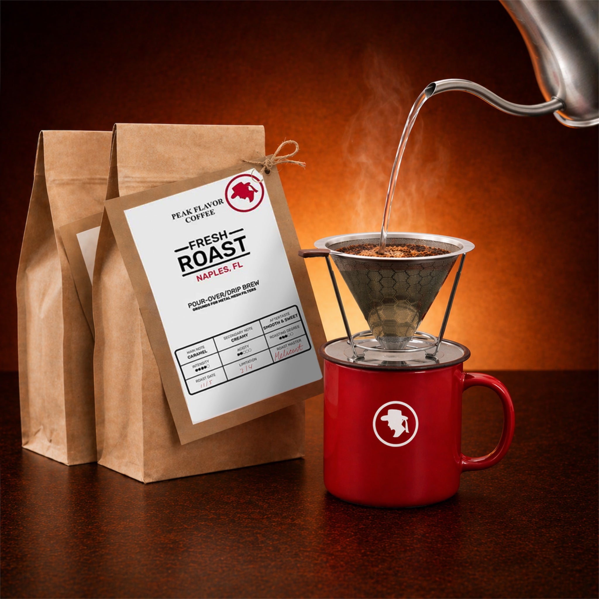 Bundle Pour Over Coffee with a stainless steel coffee dripper