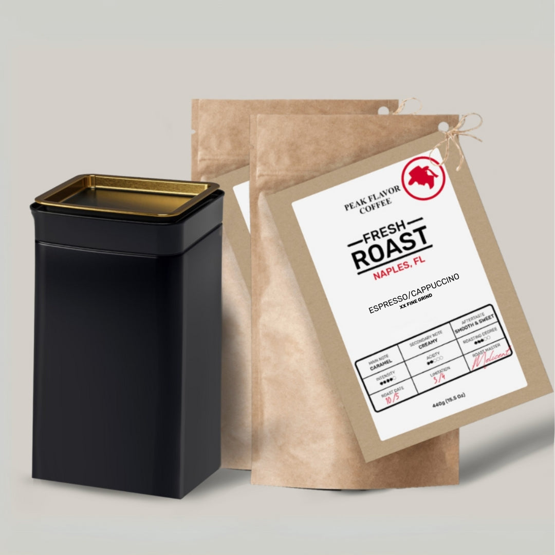 Espresso Grounds for Cappuccino with Coffee Storage Tin