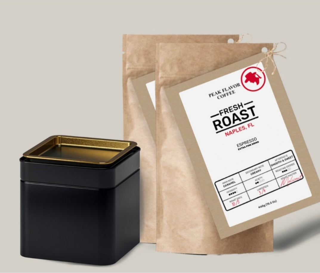 Espresso Coffee Grounds 2x440g & Free Coffee Storage Tin 220g