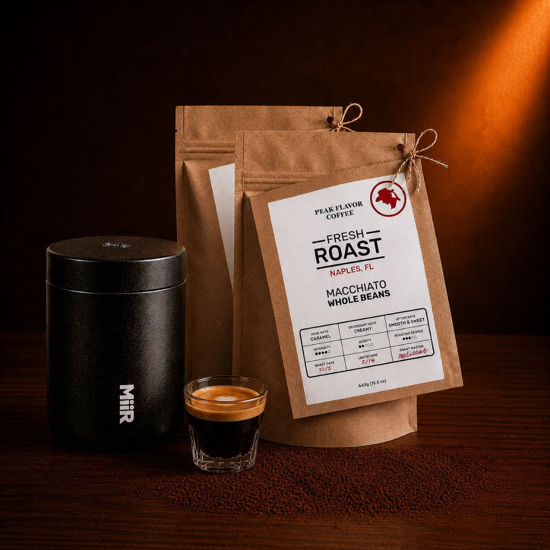Italian Coffee Beans for Espresso Macchiato & Miir Coffee Canister Bundle