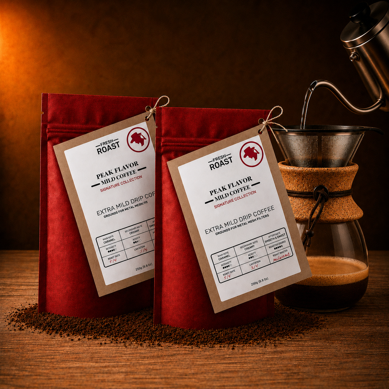 Organic Low Acid Pour Over Coffee | Precision 850µm Grind | 50 Brews (2x250g Bundle)