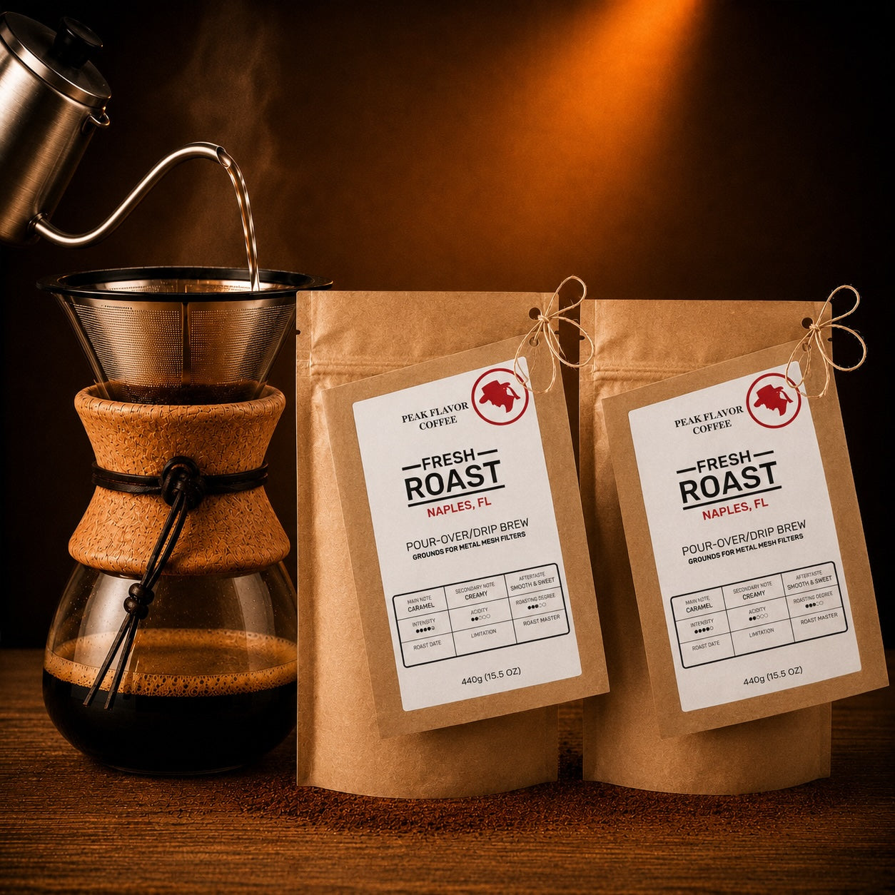 Pour Over Coffee Starter Set – Bodum Pour Over Brewer & Deep Flavor Coffee Grounds 2x440g