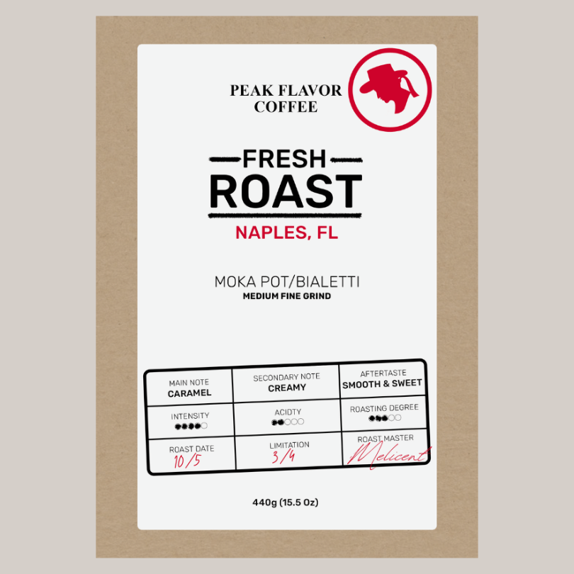 Custom Moka pot coffee, delivered within 8 days of the roast date