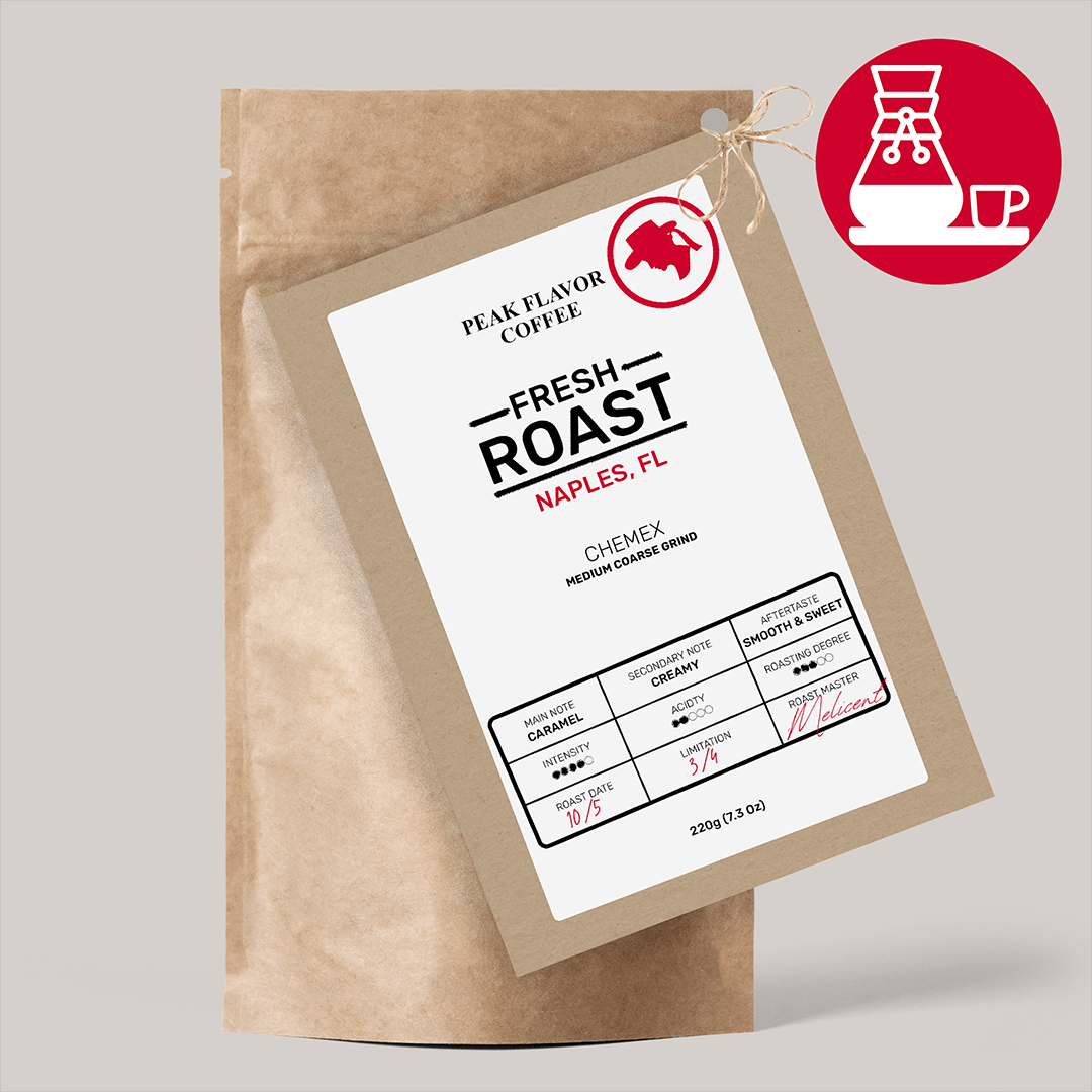 Fresh Roasted, custom Chemex coffee grind with roast date
