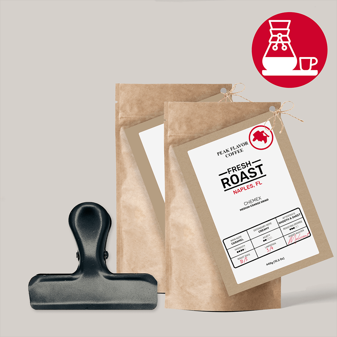 Starter set with Bag Clip to keep fresh roasted Chemex coffee fresh