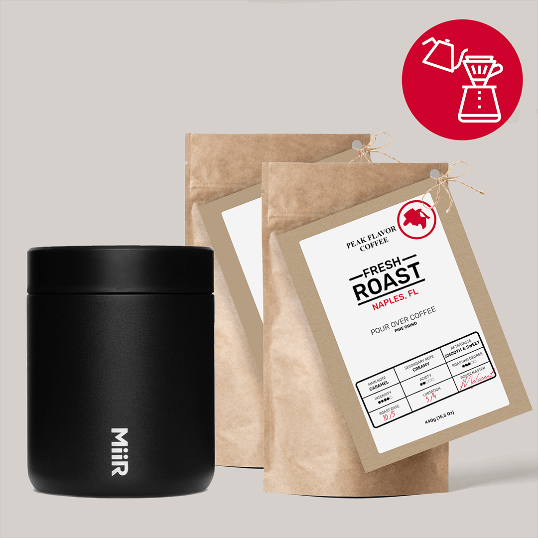 Starter set with coffee canister to maintain pour over coffee freshness by "Peak Flavor Coffee"